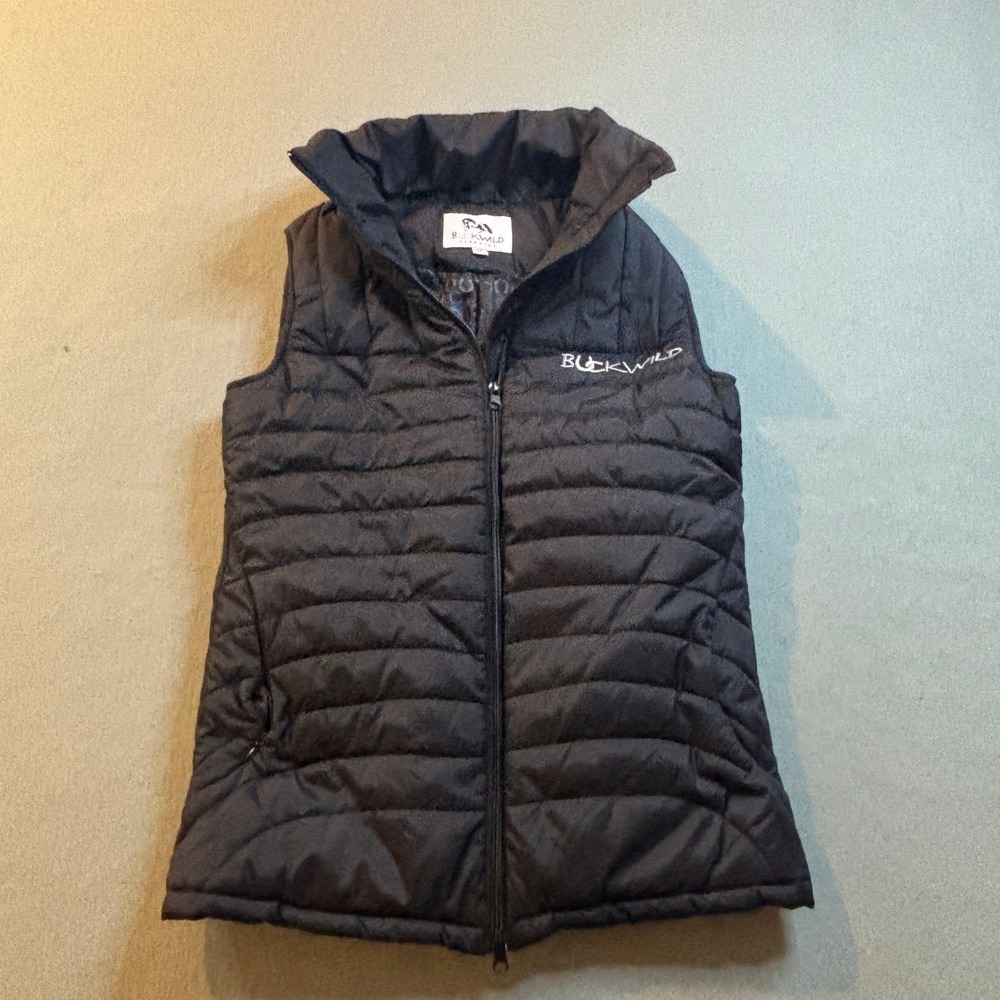 Buckwild Breeches Equestrian Puffer Vest Womens XS Black Horseshoe Lining